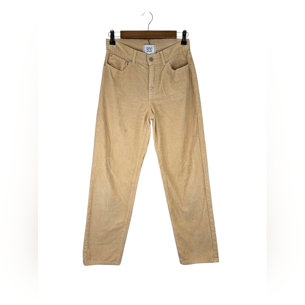 BDG Urban Outfitters High Rise Straight Pegged Cowboy Corduroy Pants Khaki Sz 25